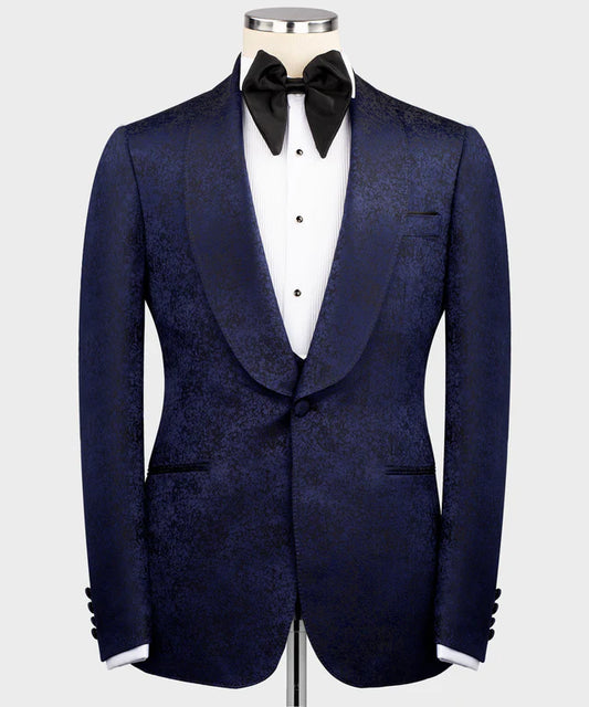 Blue Floral Classic Tuxedo – Artful Elegance