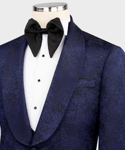 Blue Floral Classic Tuxedo – Artful Elegance