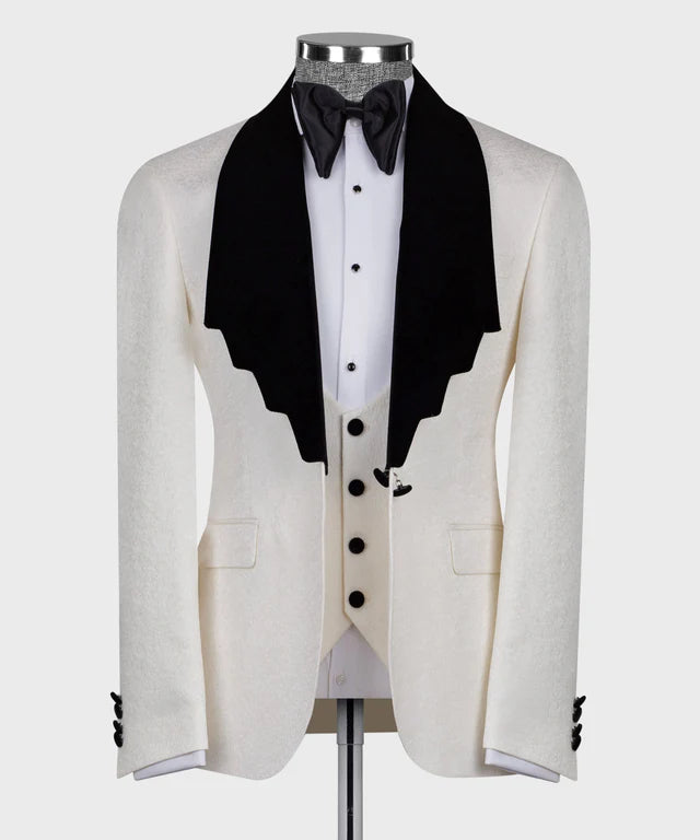 Ivory Tuxedo with Black Velvet Collar