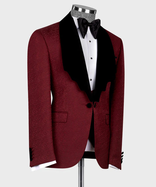 Maroon Tuxedo with Black Collar
