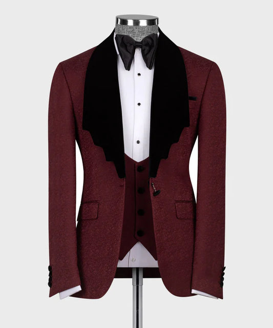 Maroon Tuxedo with Black Collar