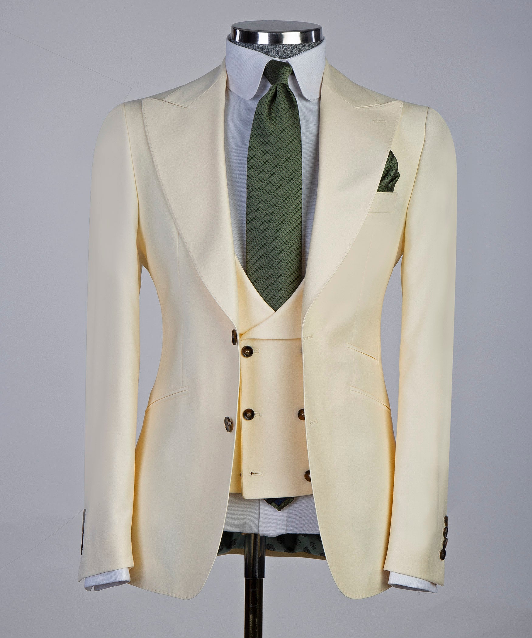 3 Piece Light Yellow Suit Mens