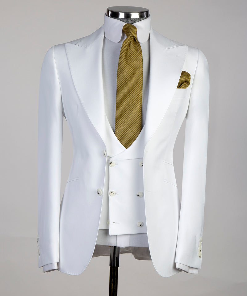 3 Piece Mens White Tuxedo