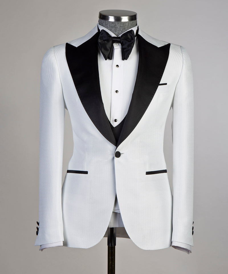 3 Piece White Tuxedo Jacket