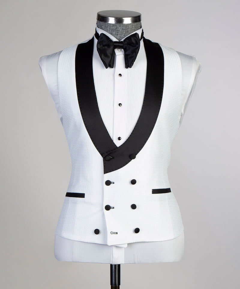 3 Piece White Tuxedo Jacket 4