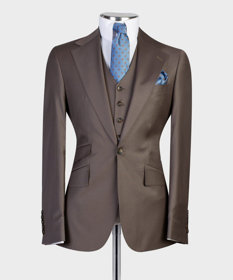 3 Pieces Deep Brown Business Suit