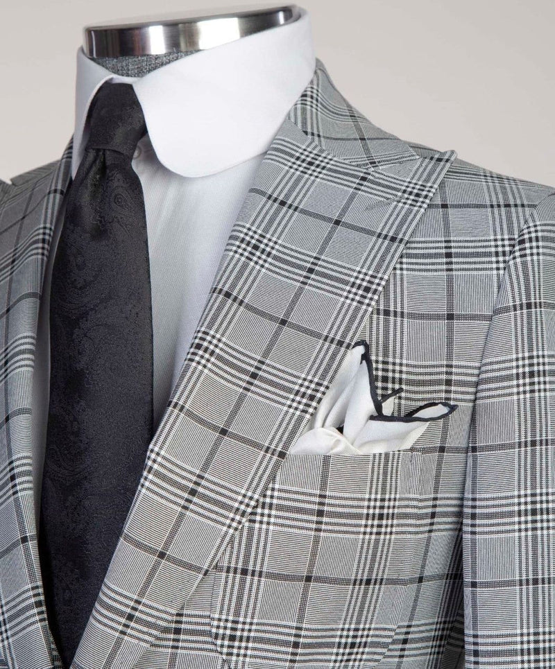 3 Pieces Gray Check Business Suit