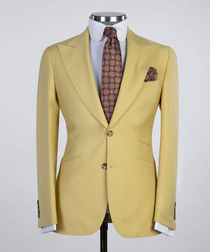 3 Pieces Yellow Business Suit