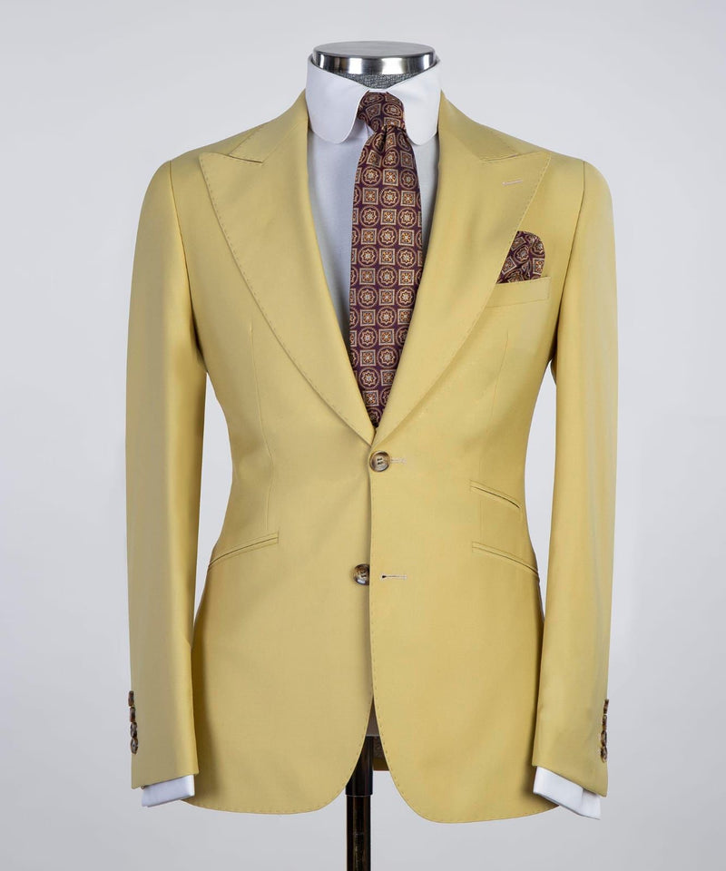 3 Pieces Yellow Business Suit