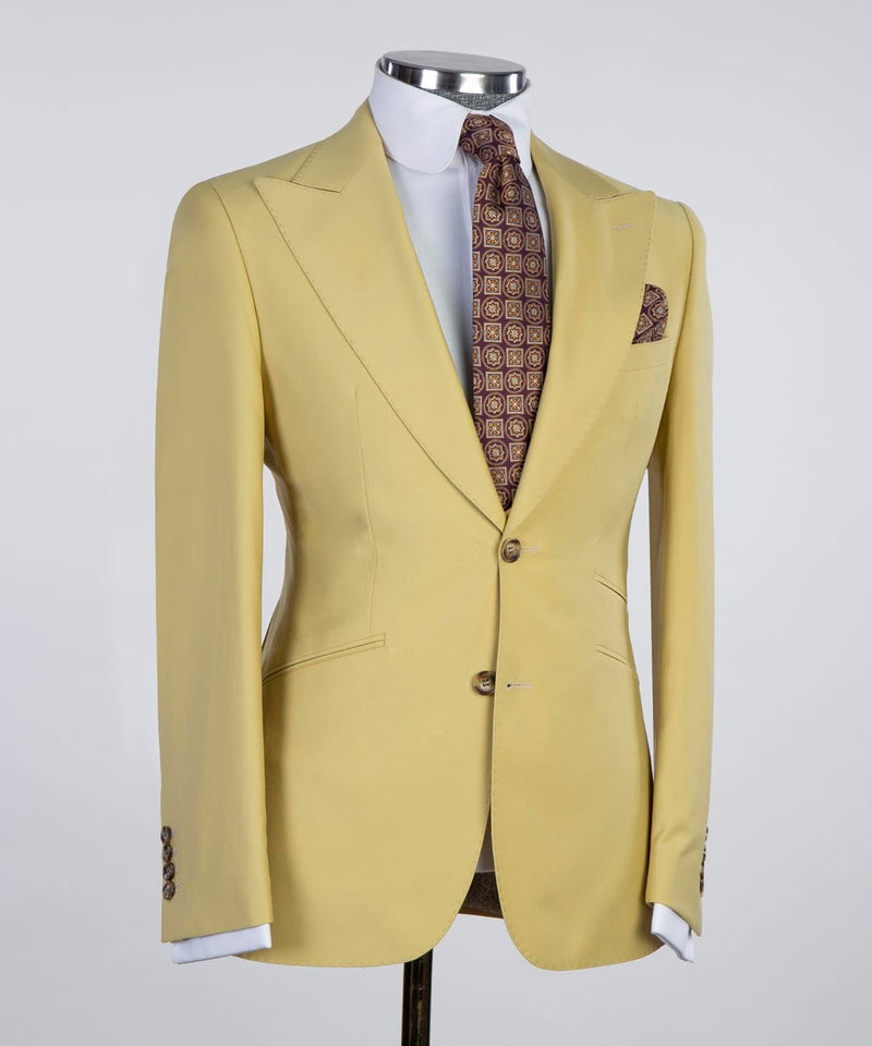 3 Pieces Yellow Business Suit