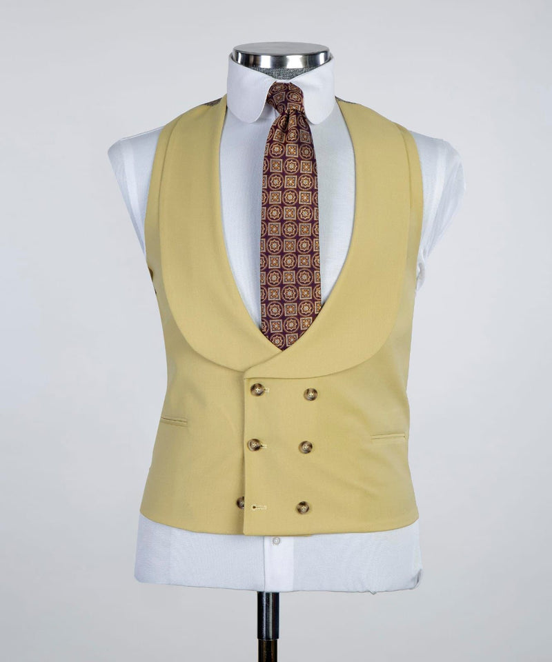 3 Pieces Yellow Business Suit