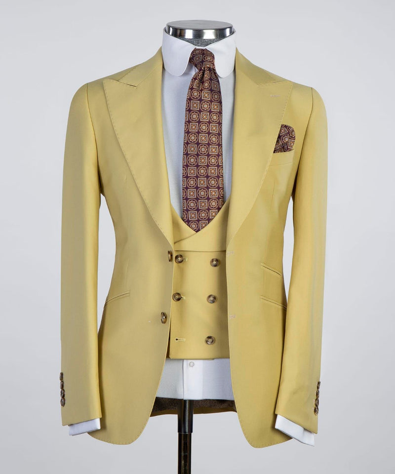 3 Pieces Yellow Business Suit