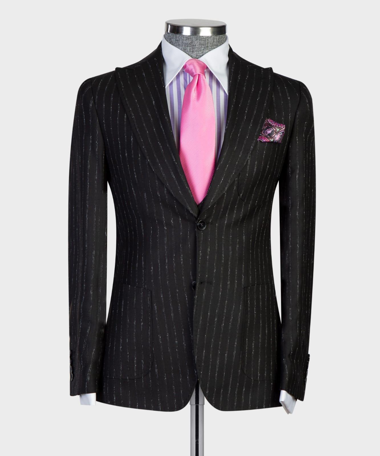 3 pieces Mens Black Plaid Suit