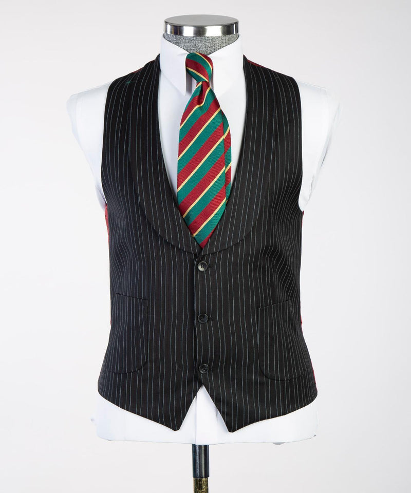 3 pieces Black Patterned Luxury Suit Vest