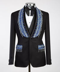 Beaded and Stone Stitched Black Tuxedo