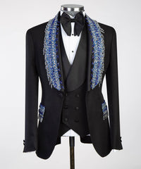 Beaded and Stone Stitched  Black Tuxedo