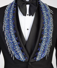 Beaded and Stone Stitched  Black Tuxedo