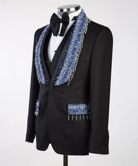 Beaded and Stone Stitched  Black Tuxedo