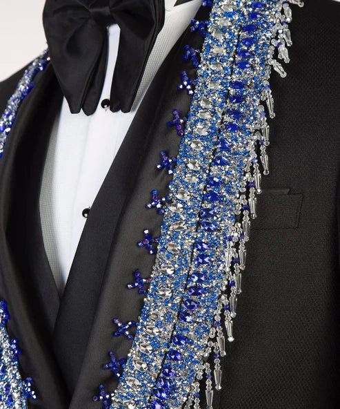 Beaded and Stone Stitched  Black Tuxedo