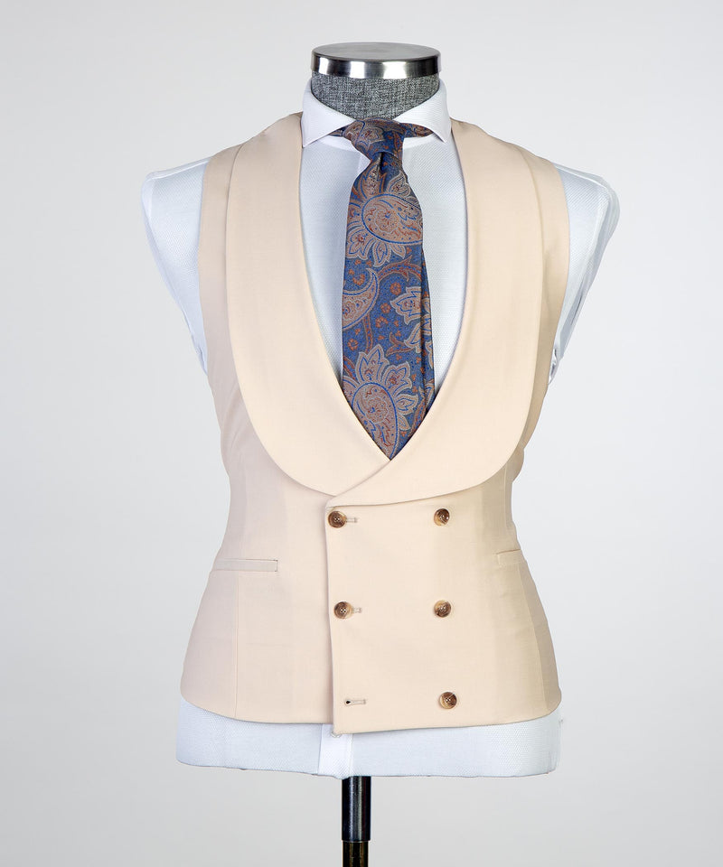 Beige 3 Piece Suit For Men