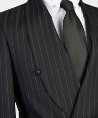 Belted Black Striped Suit