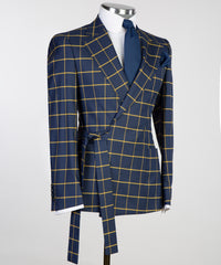 Belted Navy Blue Suit