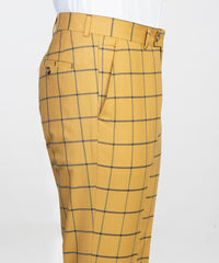 Belted Yellow Check Suit pant