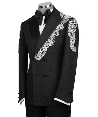 Black Baroque Tuxedo with Silver Embroidery