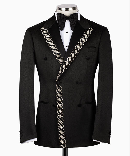 Black Beaded Lapel Tuxedo