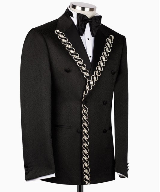 Black Beaded Lapel Tuxedo