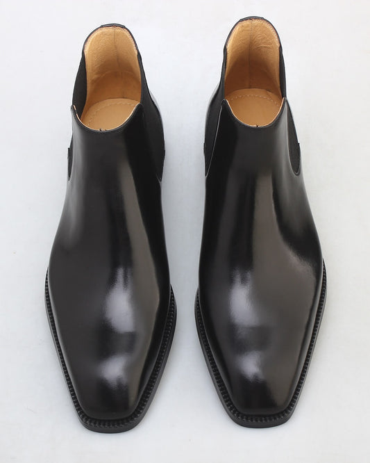 “Black Burnish” Chelsea Boots