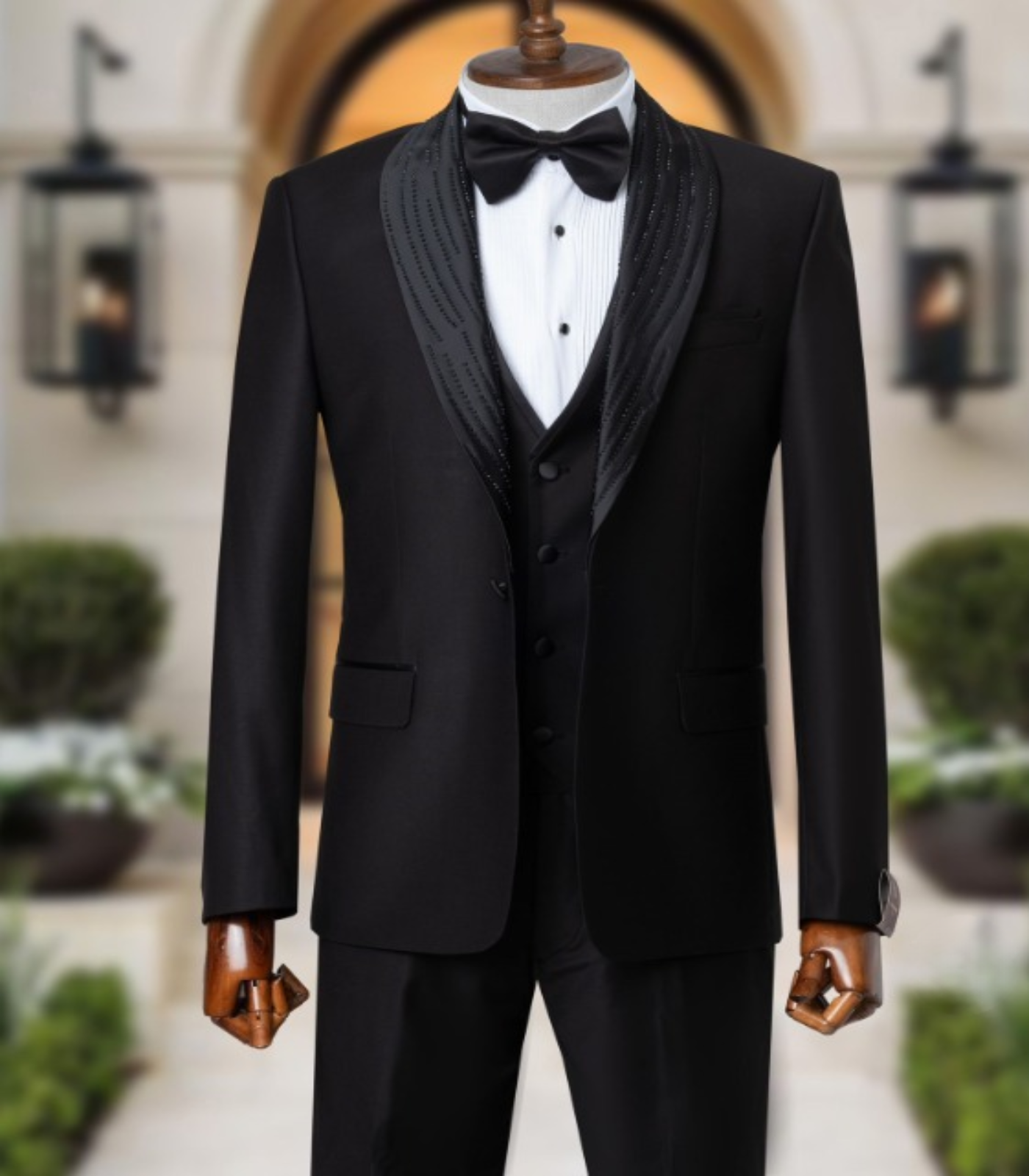 Black Single Breasted Suit with Vest