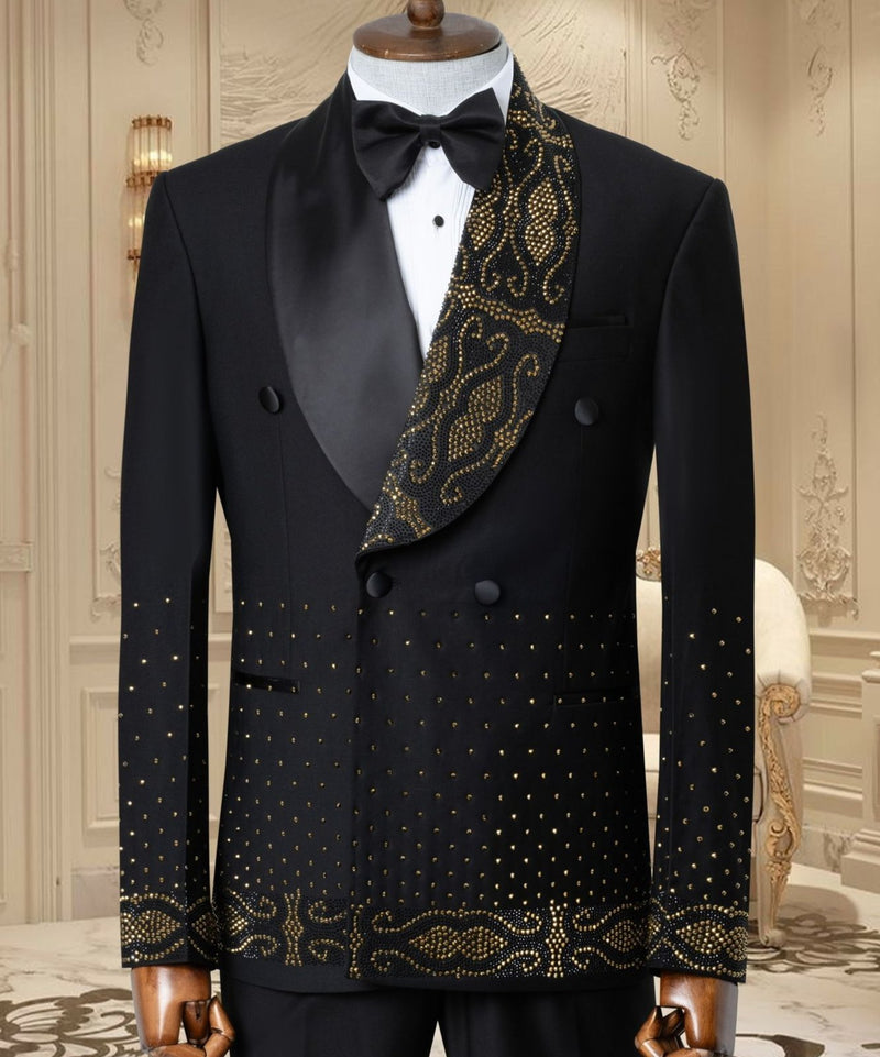 Black Tuxedo With Golden Stones