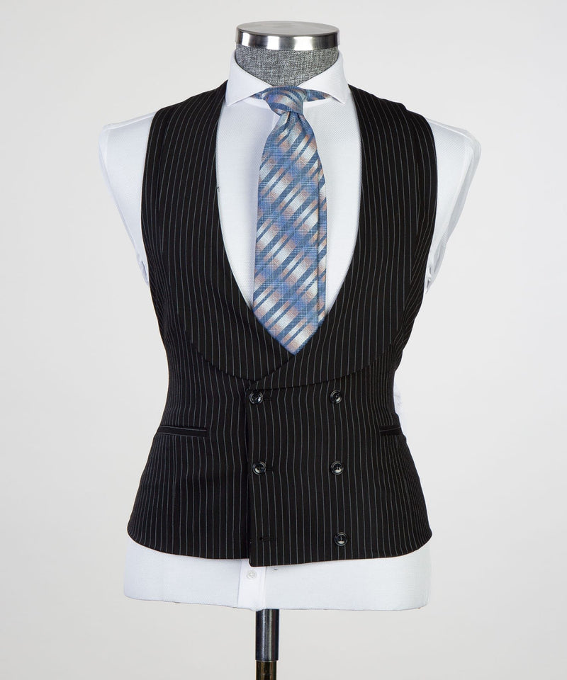 Black 3 pieces Plaid Business Suit