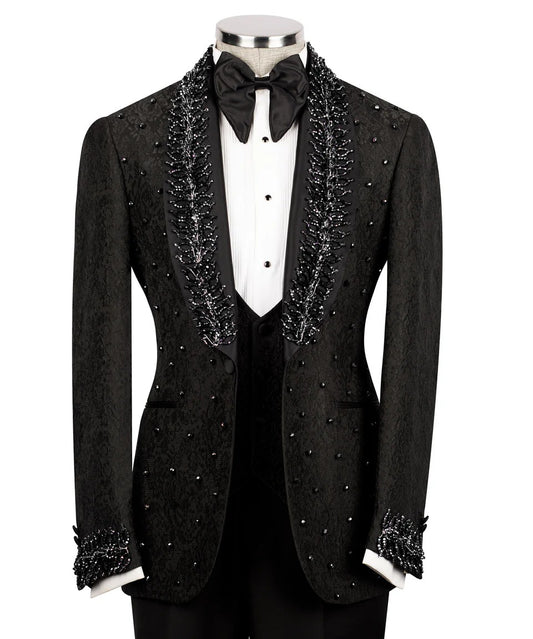 Black & Black Embellished Tuxedo – The Ultimate Statement of Elegance & Edge