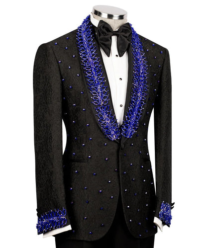 Black & Blue Embellished Tuxedo – Where Sophistication Meets Statement