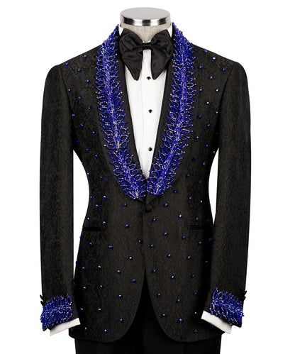 Black & Blue Embellished Tuxedo – Where Sophistication Meets Statement