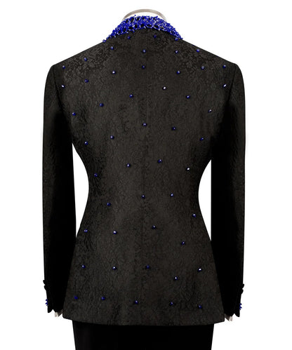 Black & Blue Embellished Tuxedo – Where Sophistication Meets Statement