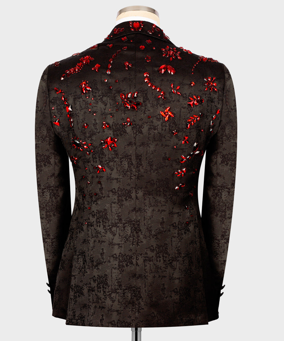 Black & Red Crystal-Embroidered Tuxedo