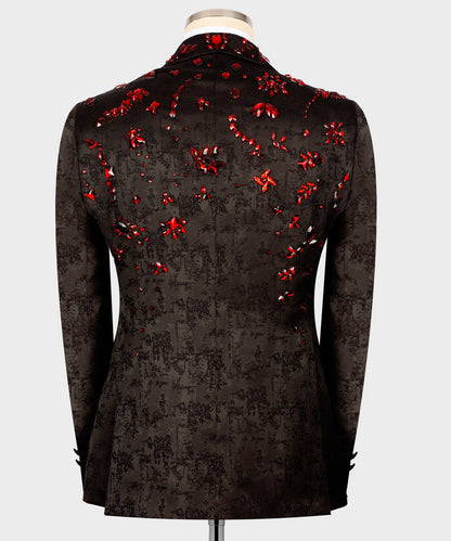 Black & Red Crystal-Embroidered Tuxedo
