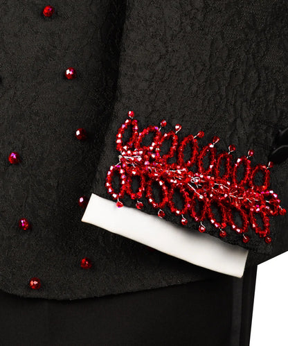 Black & Red Embellished Tuxedo – Daring, Dashing & Designed to Dominate