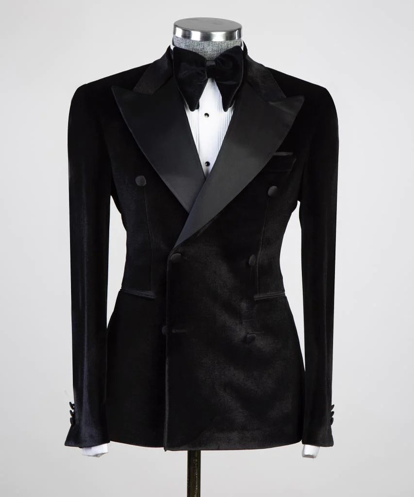 Black Velvet Double Breasted Jacket