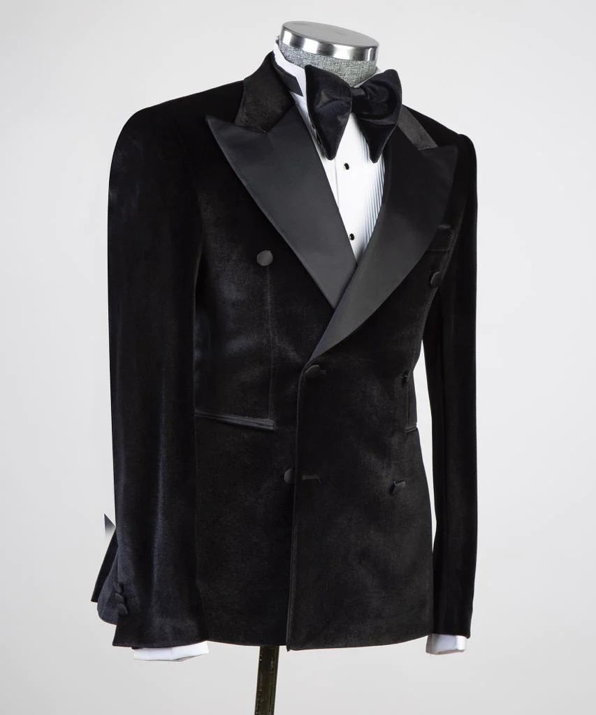 Black Velvet Double Breasted Jacket