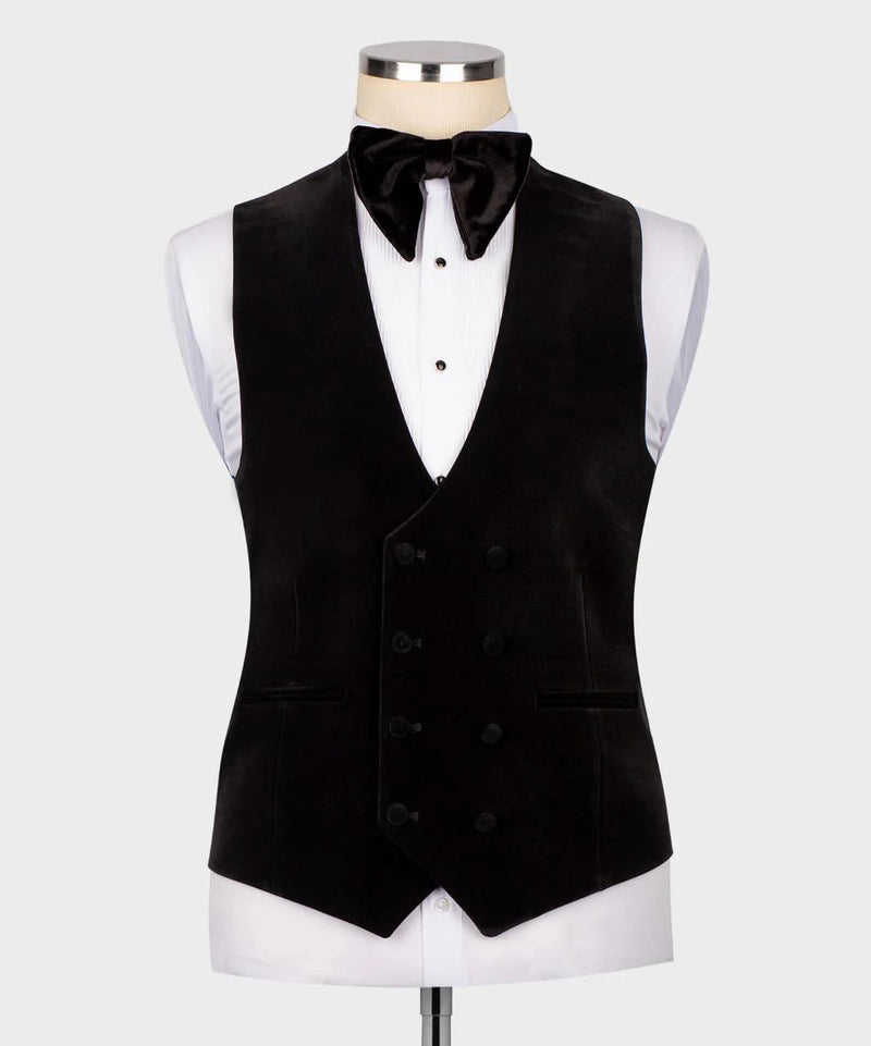 Blue Textured Tuxedo Black vest