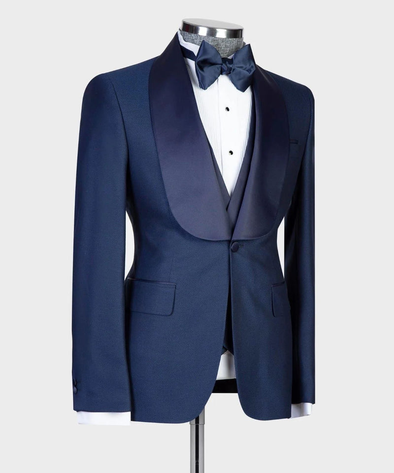 Blue Tuxedo With Blue Shiny Lapel 