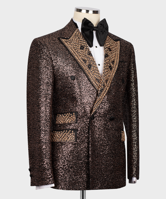 Bronze Baron Sequin Double-Breasted Tuxedo