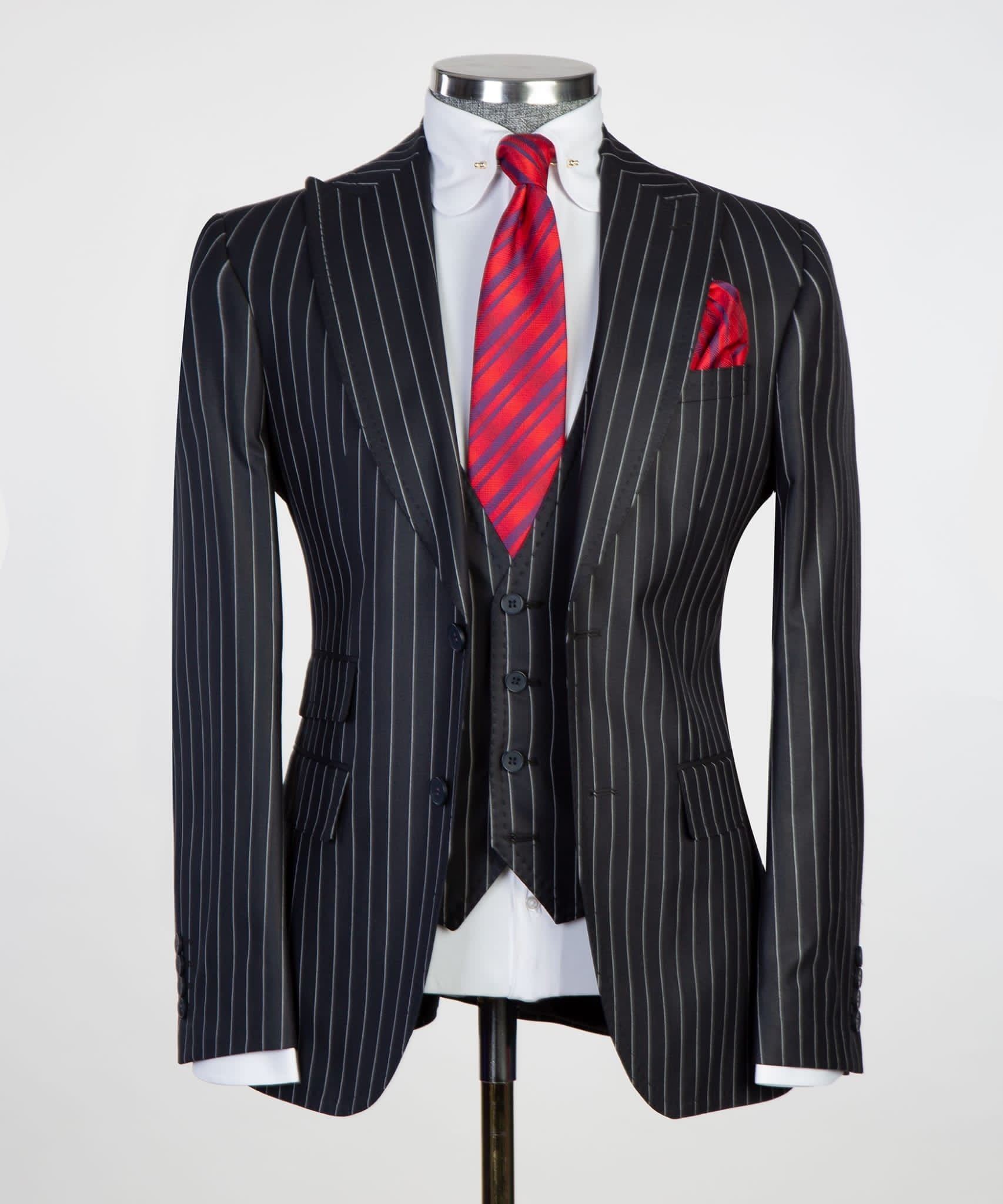 Business Black Striped Suit