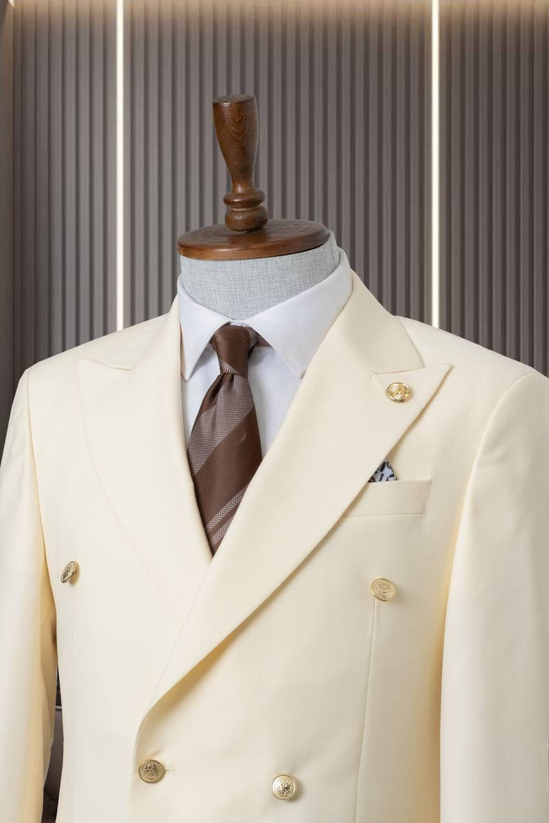 Classic Cream Double Breasted Suit