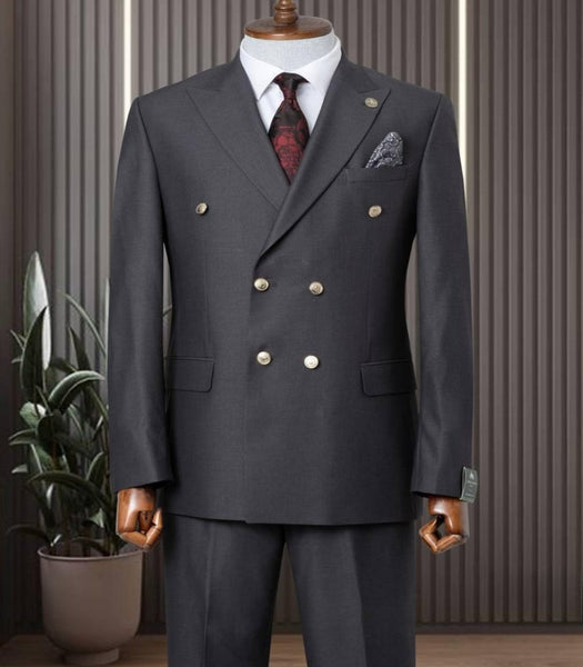 Classic Dark Ash Double Breasted Suit