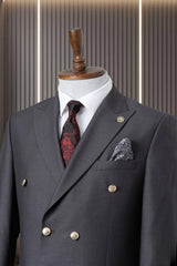 Classic Dark Ash Double Breasted Suit